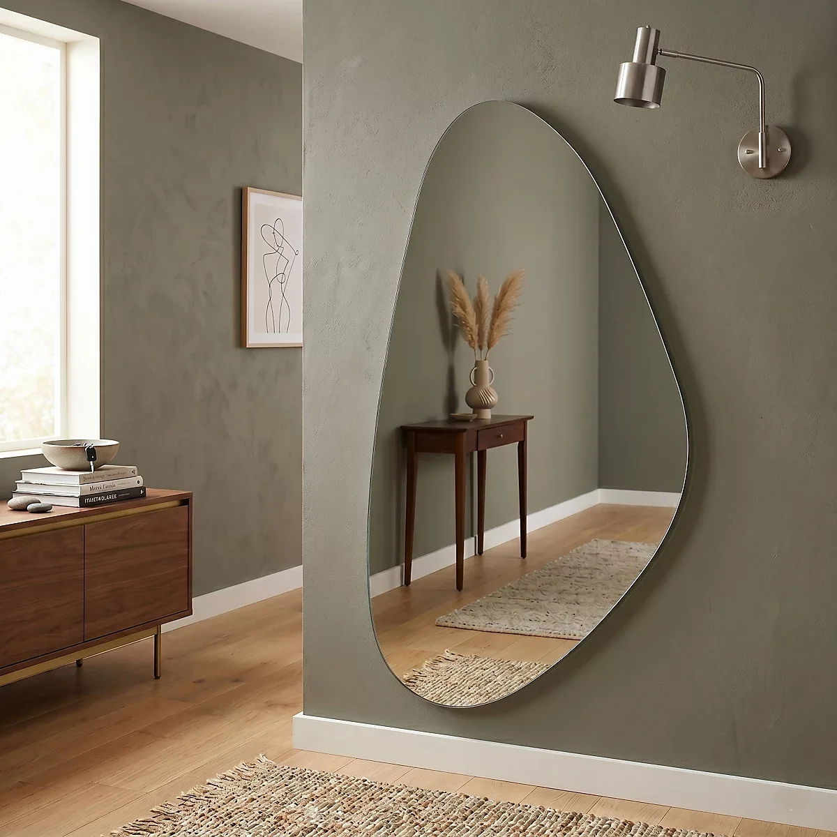 Asymmetric Pebble Wall Mirror
