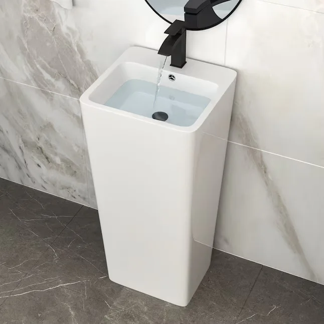 Tatayosi Modern White Ceramic Pedestal Sink