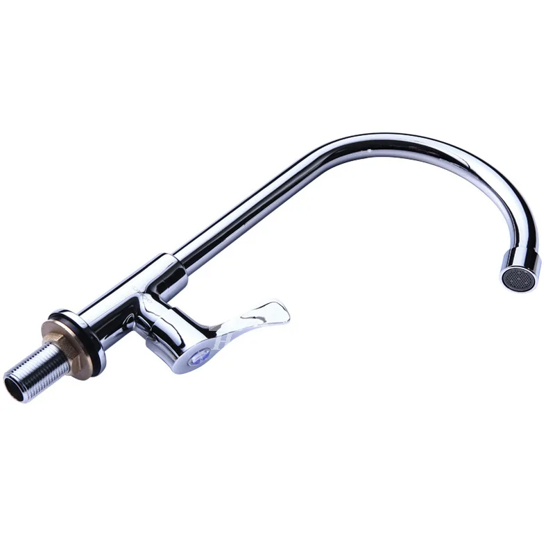 Gooseneck Kitchen Faucet Silver Chrome Contemporary Cool Brass