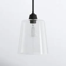 Matte Black Metal and Glass Pendant Light