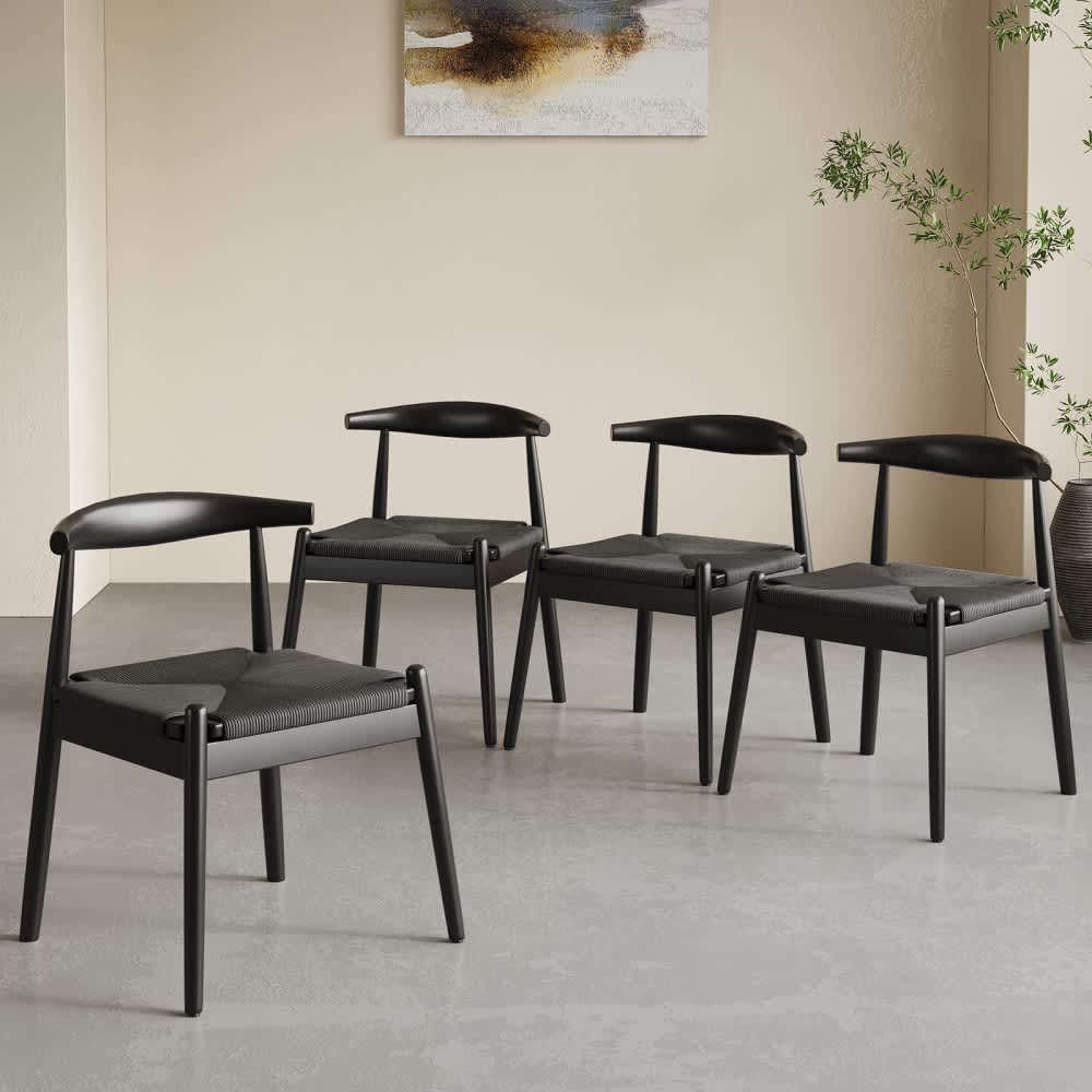 Black Woven Dining Chair