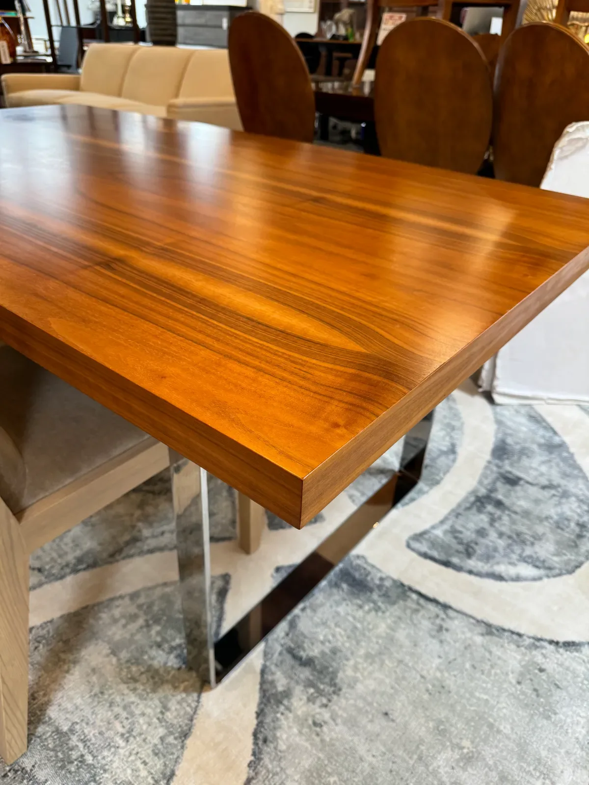 Bosphorous Rectangular Walnut and Chrome Dining Table