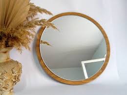 Round Walnut Wall Mirror