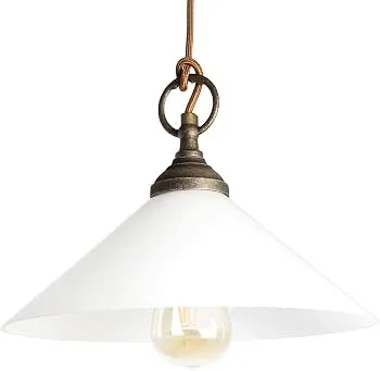 Antique Brass and White Pendant Light