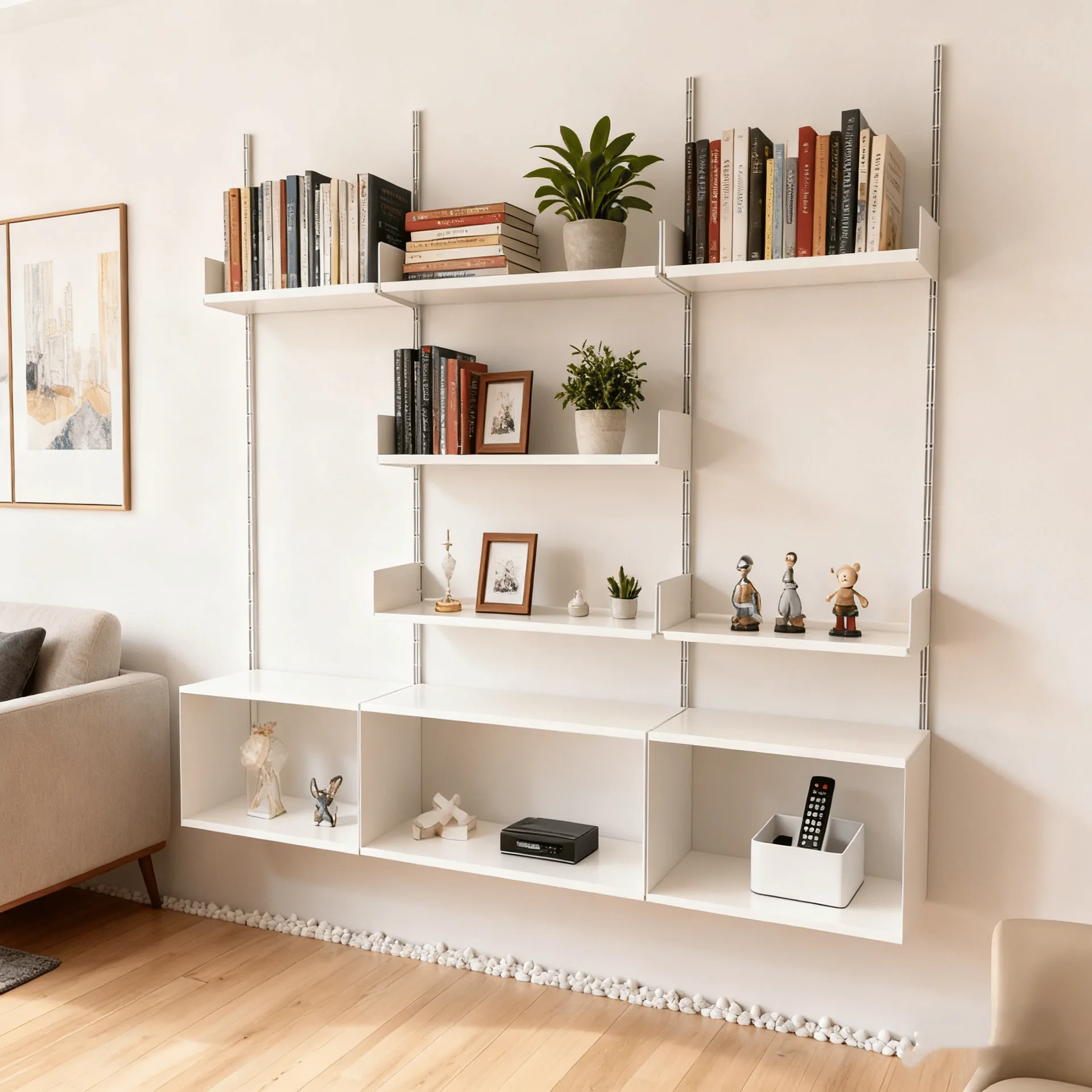 Minimalist White Modular Wall Shelving