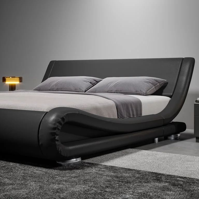 Modern Curved Upholstered Bed