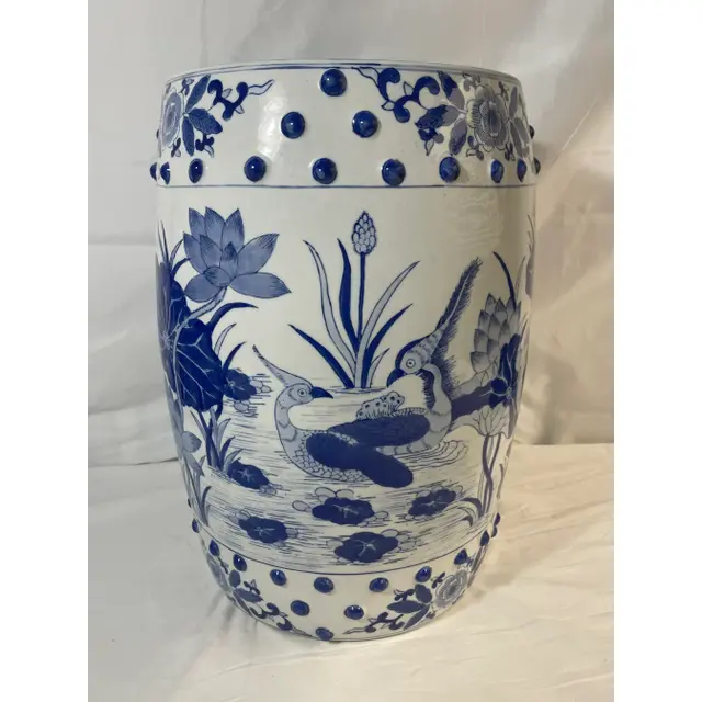 Blue and White Porcelain Garden Stool