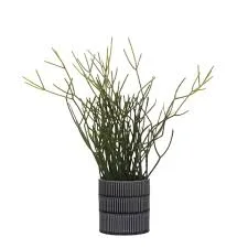 Ribbed Blue Ceramic Potted Plant