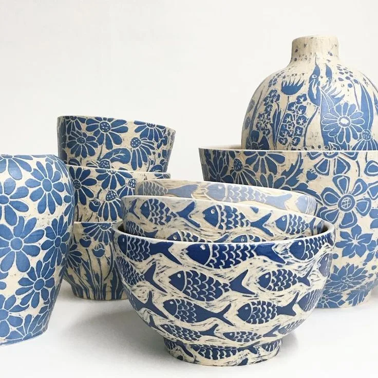 Blue and White Ceramic Decorative Bowl