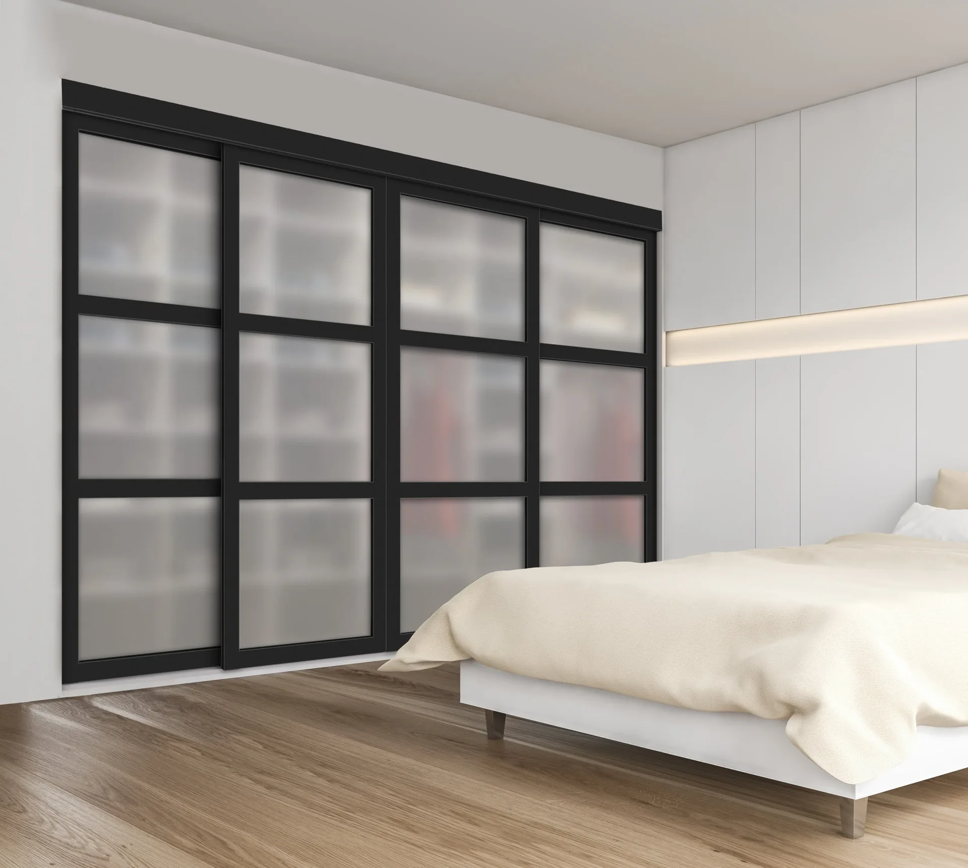 Black Aluminum Sliding Closet Doors