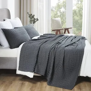 Dark Gray Knit Throw Blanket