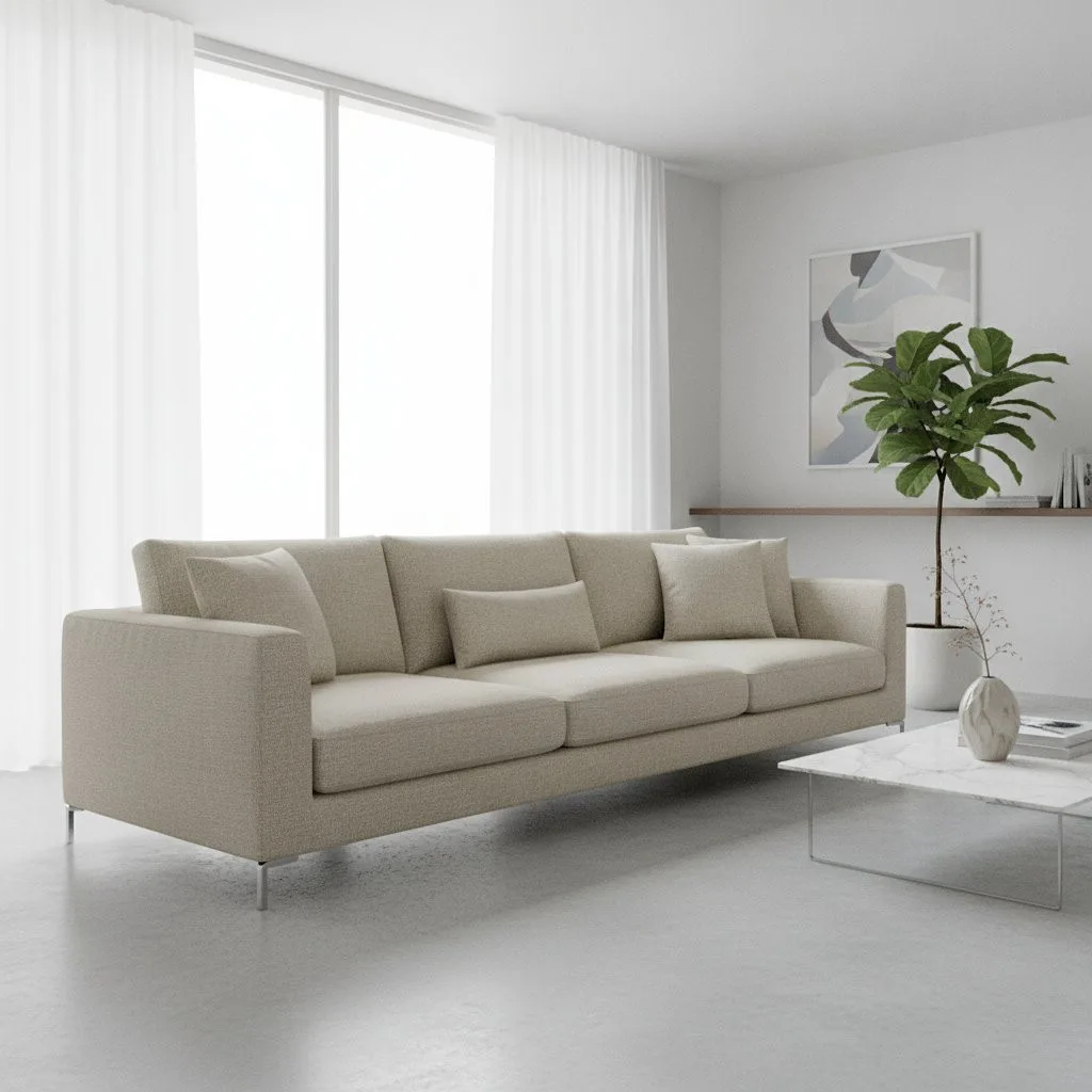Beige Textured Fabric Sofa