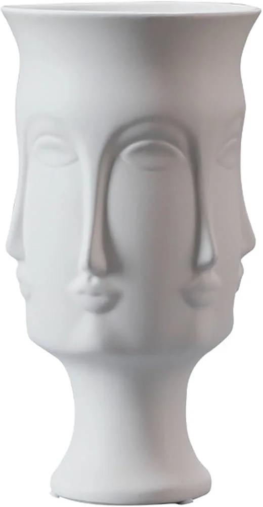 Matte White Ceramic Multi Face Vase