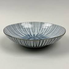 Japanese Striped Ceramic Decorative Bowl