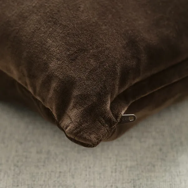 Solid Brown Velvet Throw Pillow