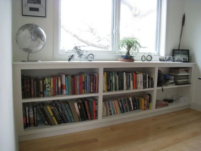 White Built-in Low Bookcase