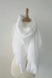 White Linen Scarf