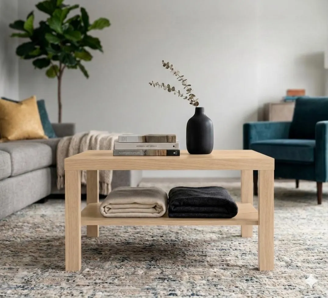 Natural Wood Rectangular Coffee Table