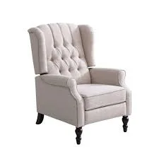 Alta Beige Tufted Wingback Recliner