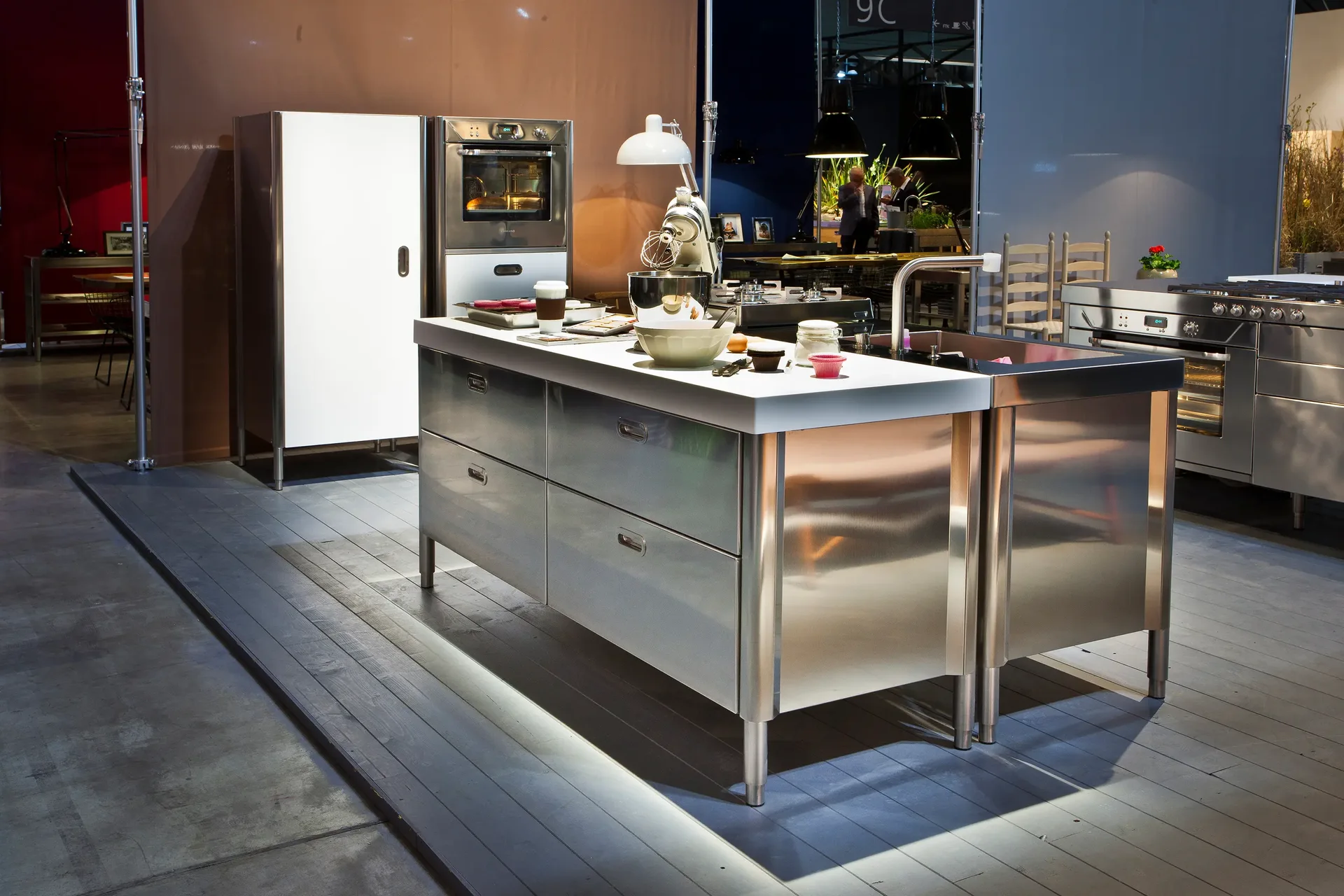 Alpes Inox Brushed Steel Kitchen Island