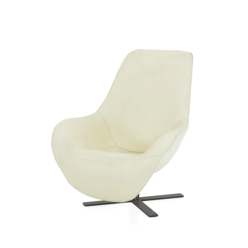 Cream Curved Accent Chair