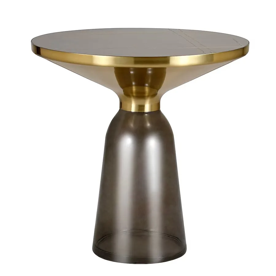 Tully Round Glass and Stone Accent Table