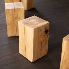 Natural Wood Block Side Table