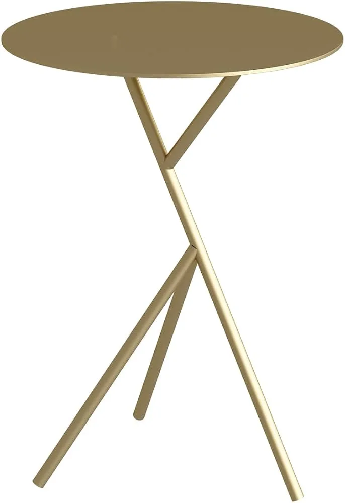 Gold Round Metal Accent Side Table
