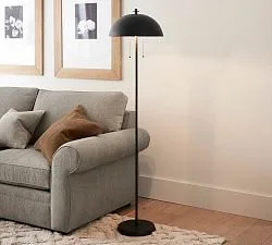Caufield Matte Black Metal Dome Floor Lamp