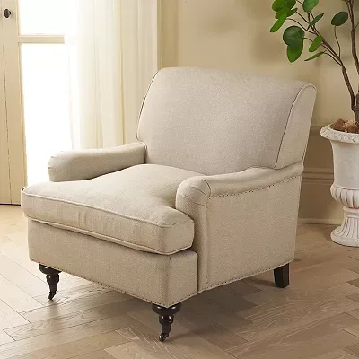 Safavieh Chloe Beige Linen Upholstered Armchair