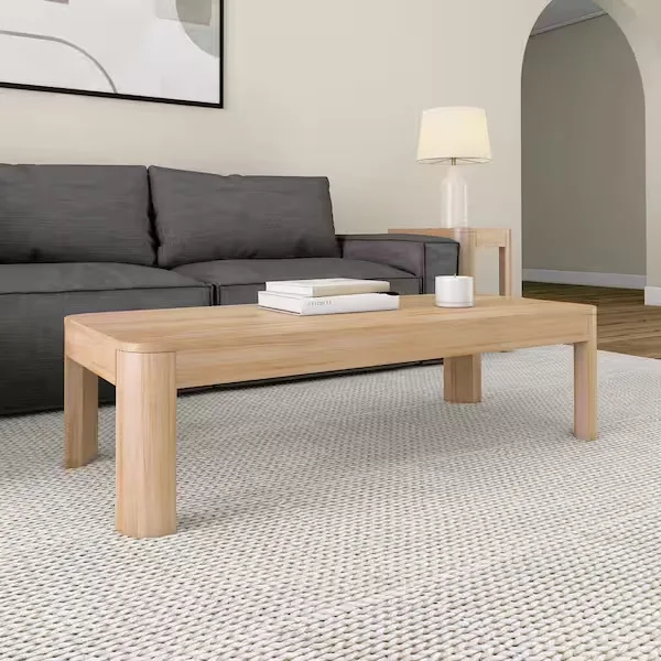 Plank+Beam Contour Natural Wood Rectangular Coffee Table