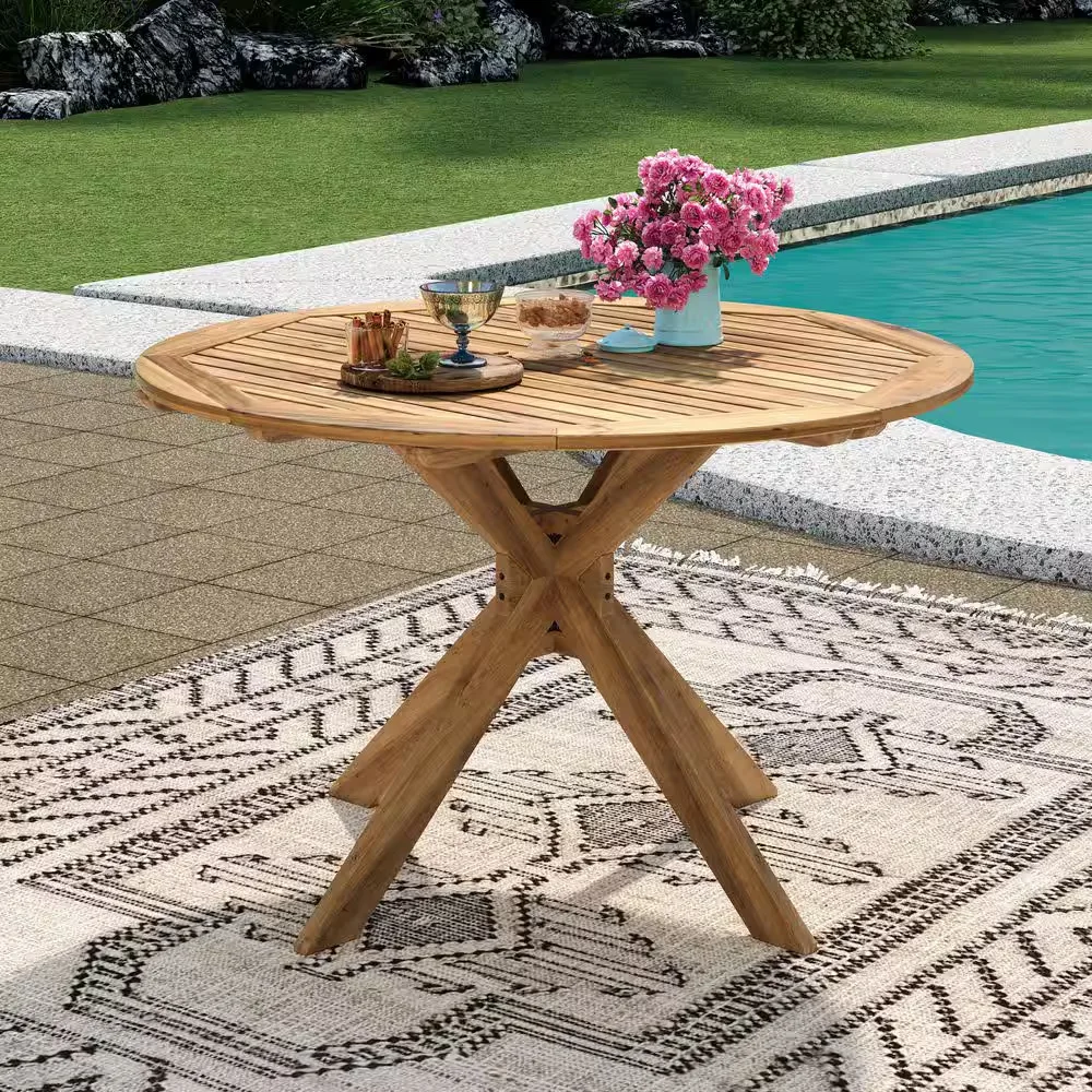 Round Teak Outdoor Dining Table