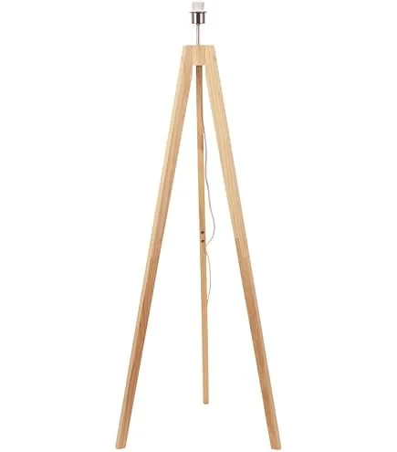 Natural Wood Tripod Floor Lamp