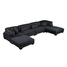 Traverse Black Fabric Sectional Sofa