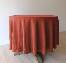 Solid Linen Round Table With Tablecloth