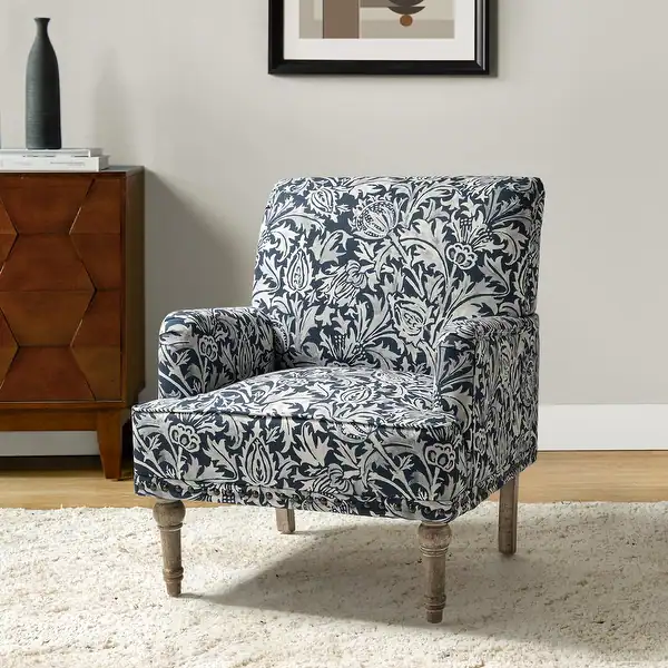 Traditional Floral Fabric Accent Chair