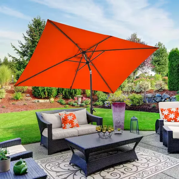 Pure Garden Orange Rectangular Patio Umbrella