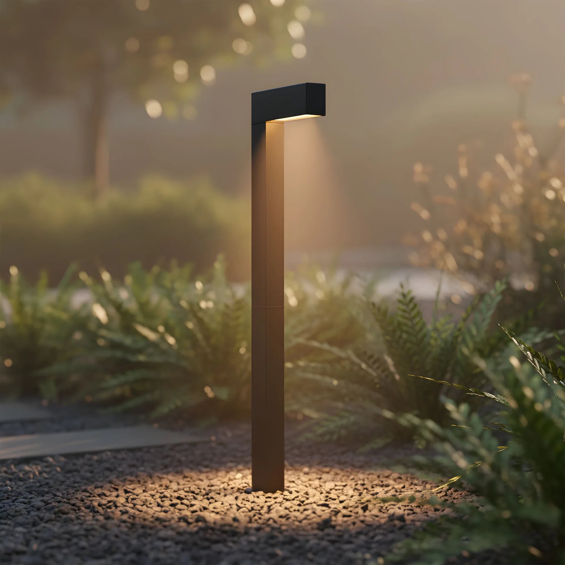 Matte Black Square Outdoor Pathway Light
