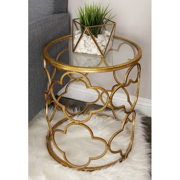 Gold Metal Drum Side Table