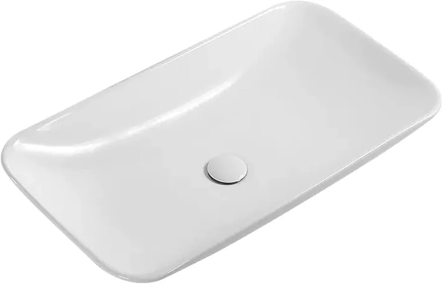 White Rectangular Porcelain Vessel Sink