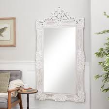 Distressed White Ornate Wall Mirror