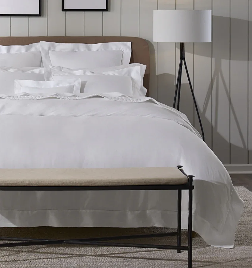 Sferra Classico Solid White Linen Duvet Bedding Set