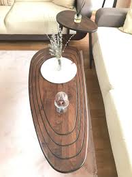 Mid-Century Modern Oval Wooden Side Table