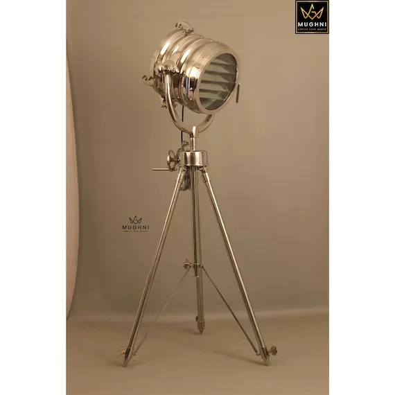 Industrial Chrome Tripod Floor Lamp