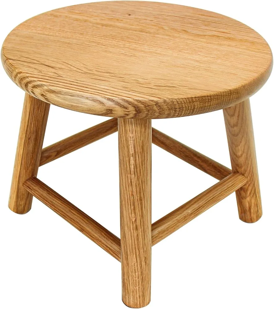 Round Solid Oak Wooden Stool