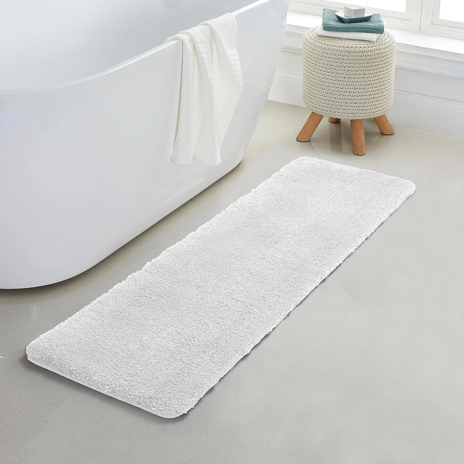 Solid White Bathroom Runner Rug