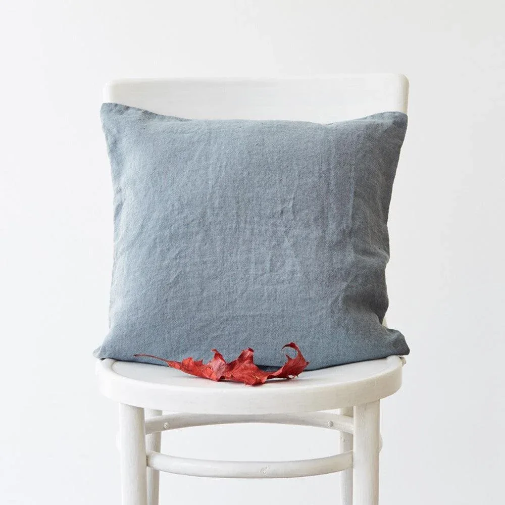 Blue Fog Blue Linen Throw Pillow
