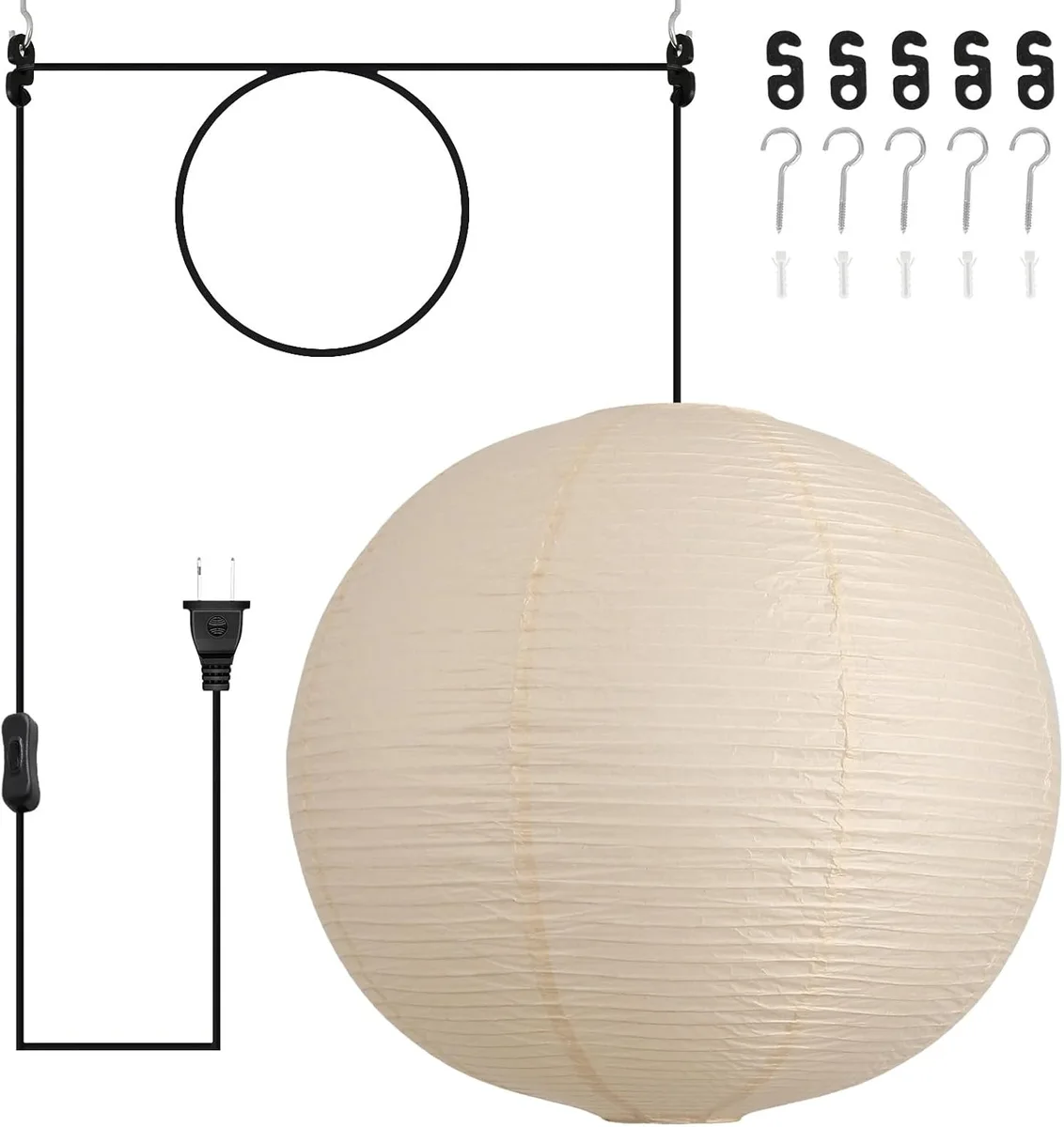 Ribbed Paper Lantern Pendant Light
