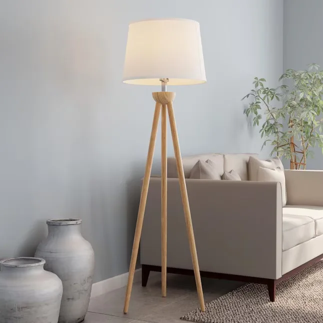 Natural Oak Tripod Floor Lamp