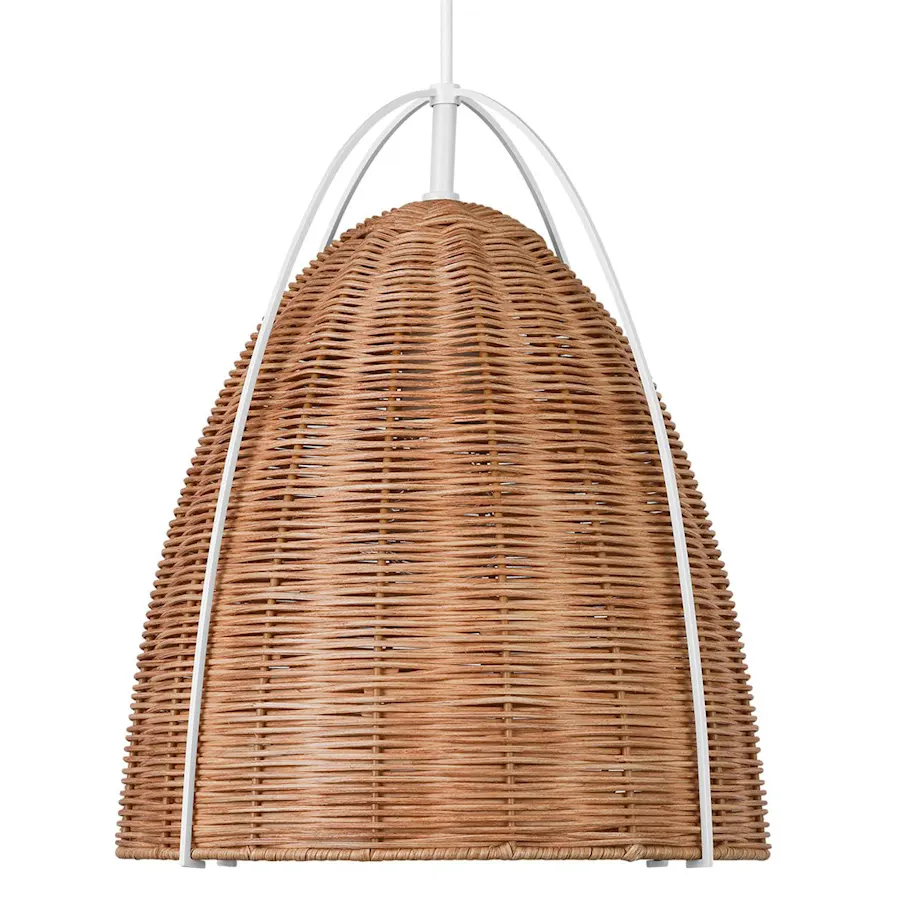 Norman Matte White Woven Rattan Pendant Light